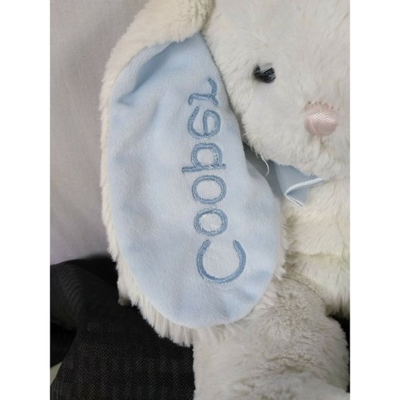 Bearington Collection Personalized Name "Cooper" 17" White/Blue Rabbit plushie - Picture 3 of 12